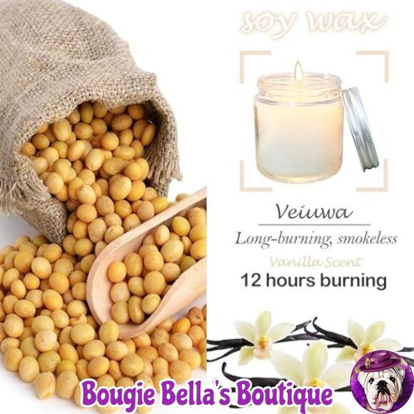 Bougie Bella's Vanilla Scented Mini Soy Candle 4oz - Picture 2 of 4